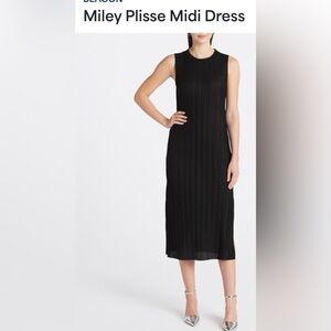 Beacon Black Pleated Midi Dress